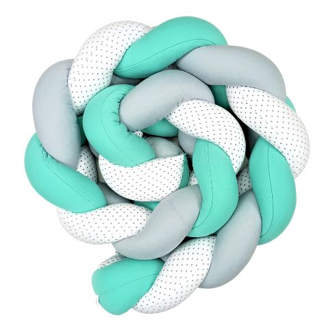 BABY STAR Πλεξούδα Πάντα 19x210cm Μέντα Γκρι Λευκό Με Αστέρια