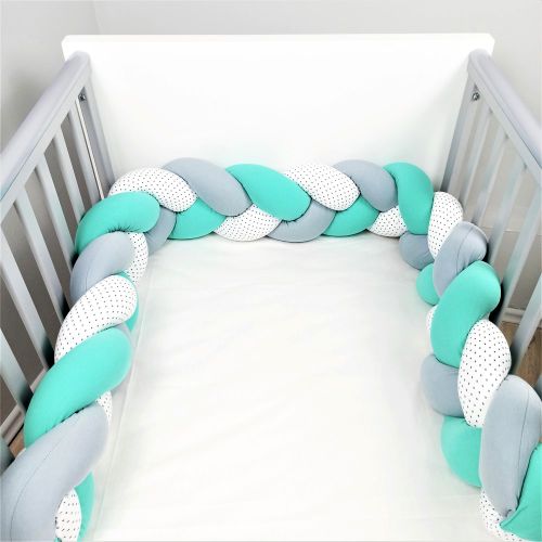 BABY STAR Πλεξούδα Πάντα 19x210cm Μέντα Γκρι Λευκό Με Αστέρια