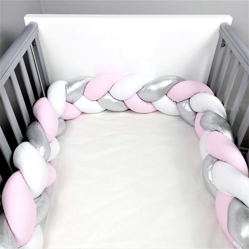 BABY STAR Πλεξούδα Πάντα 19x210cm Ροζ Λευκό Ασημί