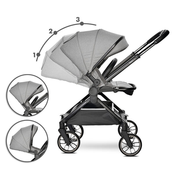REYA-adjustable backrest with a mechanism - 3 positions Lorelli Πολυκαρότσι Reya 3 σε 1 Με Αναστρέψιμη Λαβή GREY