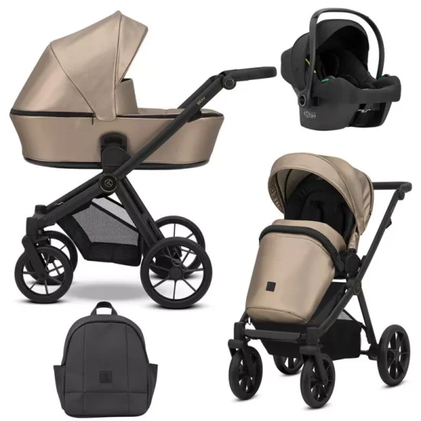 brav-wozek-dzieciecy-3w1 Kunert Πολυκαρότσι BRAV 3 in 1 Cappucino/Black Eco Leather