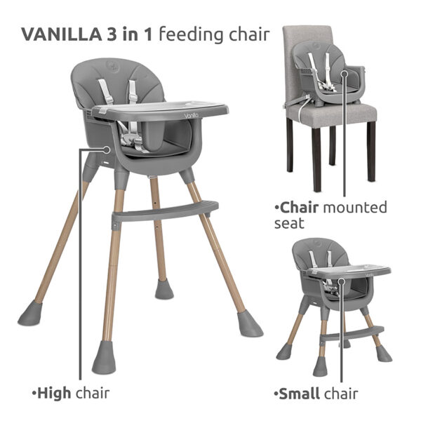 10100572506_VANILLA 3IN1_GREY Lorelli Καρεκλάκι φαγητού VANILLA 3in1 Grey