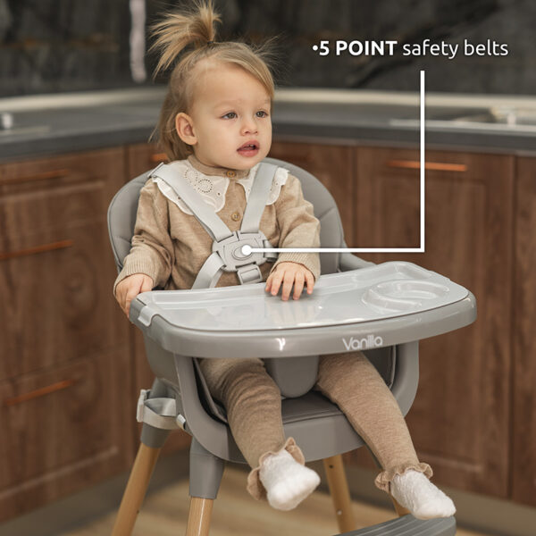 Vanilla-5 point-safety belts Lorelli Καρεκλάκι φαγητού VANILLA 3in1 Grey