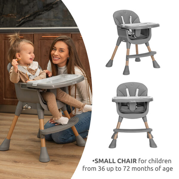 Vanilla-Function 3 Small chair suitable for children from 36 up to 72 months of age Lorelli Καρεκλάκι φαγητού VANILLA 3in1 Grey