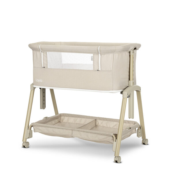 10080742607_1 Lorelli Λικνο LAYLA 2in1 BEIGE με πτυσσόμενο πλευρικό τοίχωμα