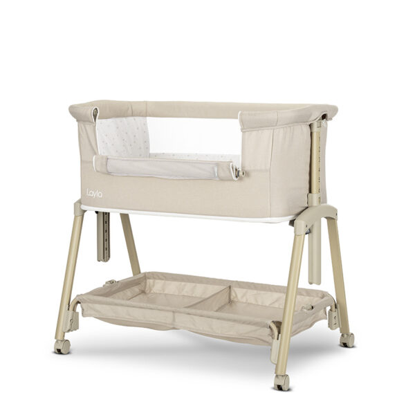 10080742607_2 Lorelli Λικνο LAYLA 2in1 BEIGE με πτυσσόμενο πλευρικό τοίχωμα