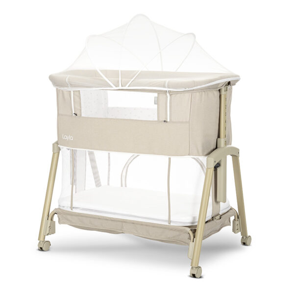10080742607_5 Lorelli Λικνο LAYLA 2in1 BEIGE με πτυσσόμενο πλευρικό τοίχωμα