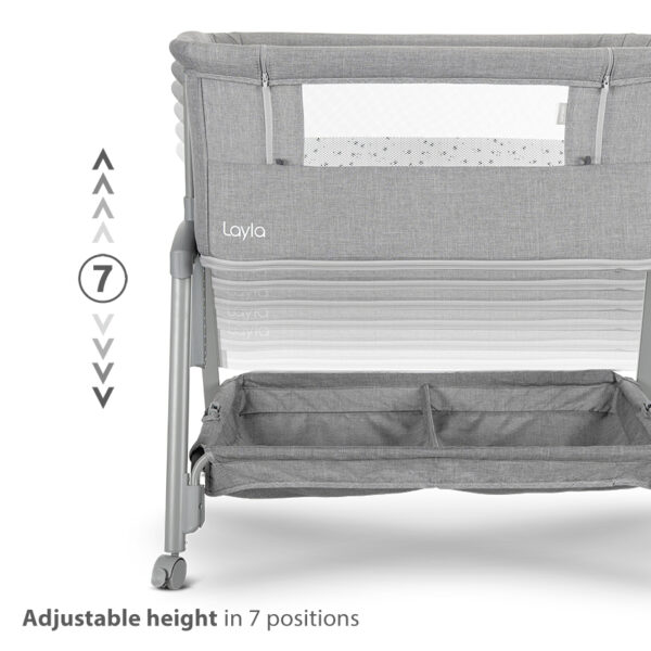 LAYLA 2in1 - Adjustable height in 7 positions Lorelli Λικνο LAYLA 2in1 BEIGE με πτυσσόμενο πλευρικό τοίχωμα