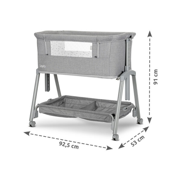 LAYLA 2in1 - Dimensions Lorelli Λικνο LAYLA 2in1 BEIGE με πτυσσόμενο πλευρικό τοίχωμα