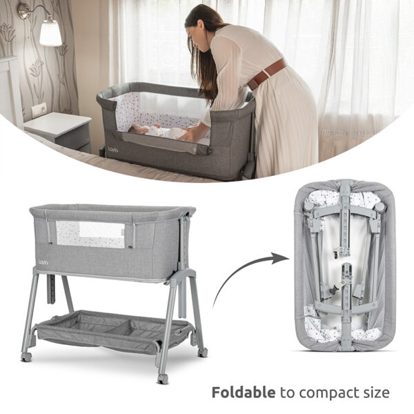 LAYLA 2in1 - Foldable to compact size Lorelli Λικνο LAYLA 2in1 BEIGE με πτυσσόμενο πλευρικό τοίχωμα