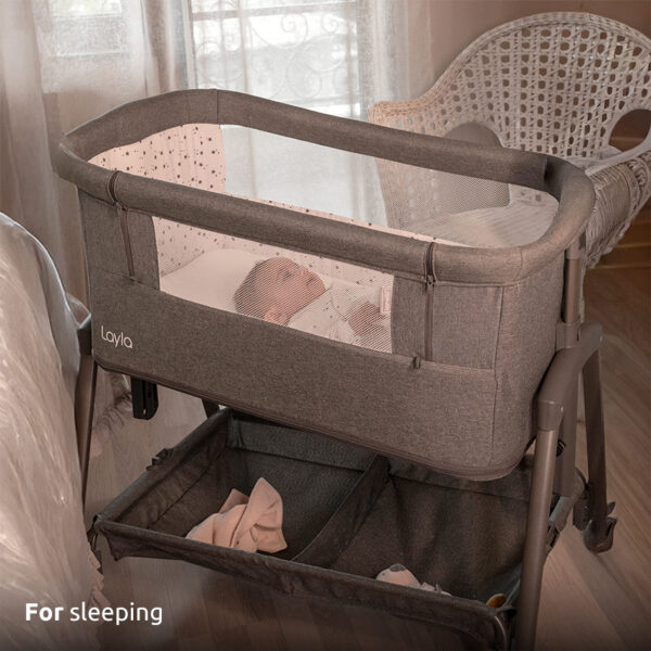 LAYLA 2in1 - For sleeping Lorelli Λικνο LAYLA 2in1 BEIGE με πτυσσόμενο πλευρικό τοίχωμα