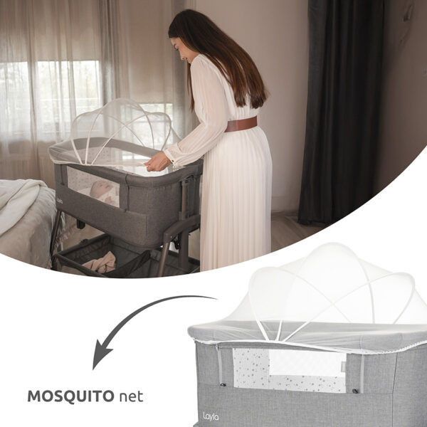 LAYLA 2in1 - Mosquito net Lorelli Λικνο LAYLA 2in1 BEIGE με πτυσσόμενο πλευρικό τοίχωμα