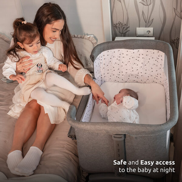 LAYLA 2in1 - Safe and Easy access to the baby at night Lorelli Λικνο LAYLA 2in1 BEIGE με πτυσσόμενο πλευρικό τοίχωμα