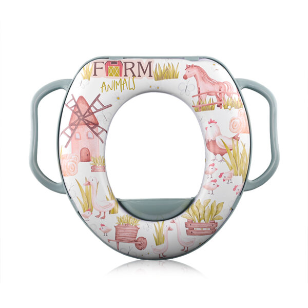Lorelli Παιδικό Μαλακό εκπαιδευτικό κάθισμα τουαλέτας με χειρολαβές FARM Green