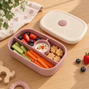 ABO Lunch Box Σιλικόνης με Καπάκι Dusty pink
