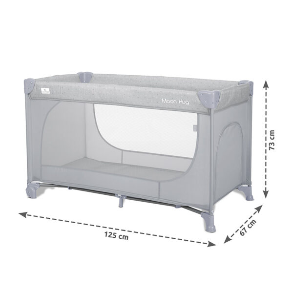 MOONHUG_Dimensions Lorelli Παρκοκρέβατο με κλείσιμο-άνοιγμα Moon Hug One Touch 1 Layer Grey