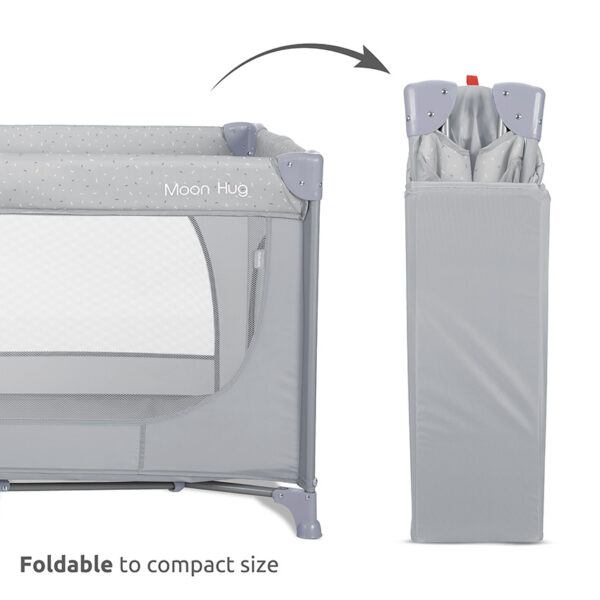 MOONHUG_Foldable to compact size Lorelli Παρκοκρέβατο με κλείσιμο-άνοιγμα Moon Hug One Touch 1 Layer Grey