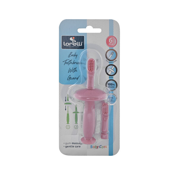 Lorelli Silicone Baby Toothbrush With Guard Pink