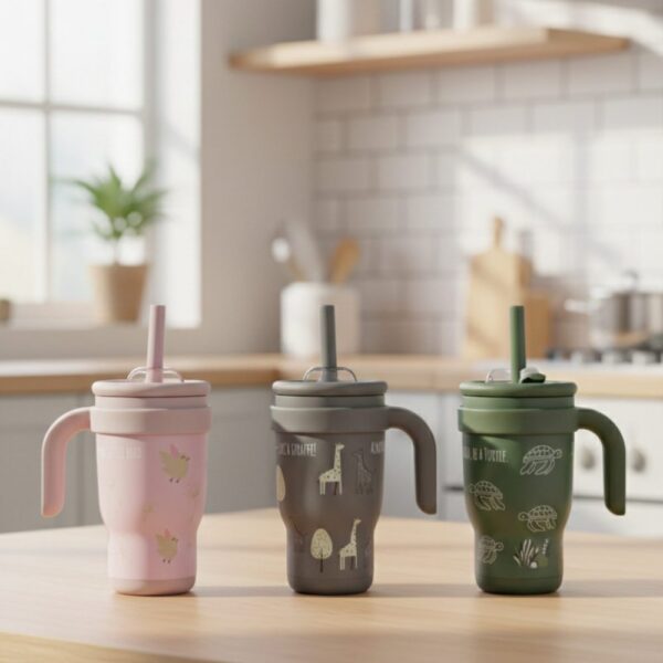 ABO Ανοξείδωτο Μπουκάλι-Θερμός Tumbler 350ml με Χερούλι & Καλαμάκι – MAKE A WISH LITTLE BIRD