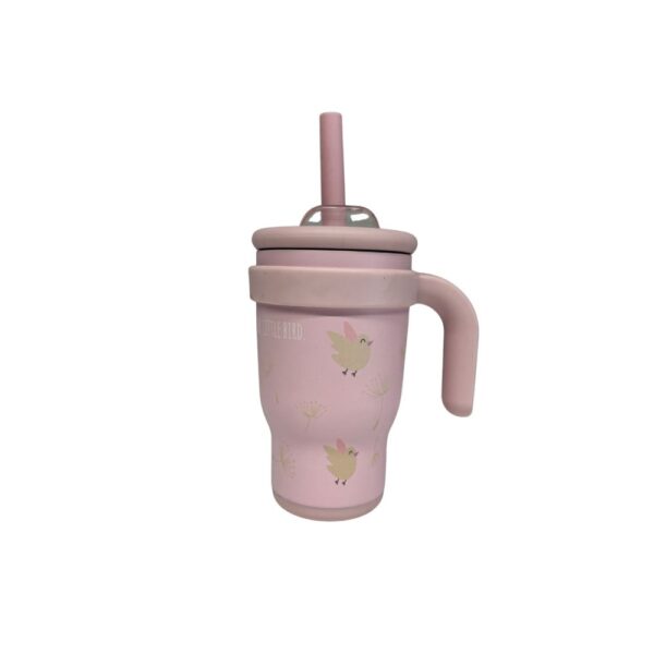 ABO Ανοξείδωτο Μπουκάλι-Θερμός Tumbler 350ml με Χερούλι & Καλαμάκι – MAKE A WISH LITTLE BIRD